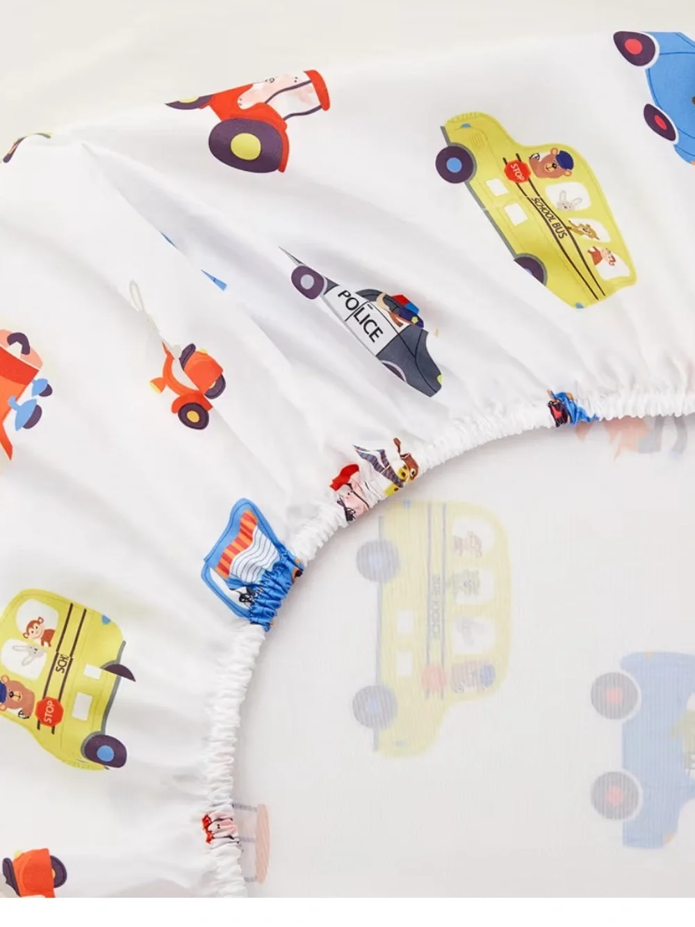 4-Piece Toddler Bedding Set Cars bus  Roads Blue Stop Sign Police